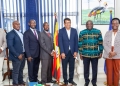 Airtel Uganda's MD, Soumendra Sahu (3rd R), meets with UCC's ED, George William Nyombi Tembo (2nd R), and Airtel Uganda's Public Relations Manager, David Birungi (3rd L), to discuss expanding internet access in Uganda, a commitment Sahu reaffirmed during the courtesy visit