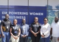 MTN Uganda's team, led by Business Segment Manager Justina Icabala (4th from right), pays a courtesy visit to DFCU Bank's Executive Director Kate Kiiza to honor her outstanding contributions to women's empowerment